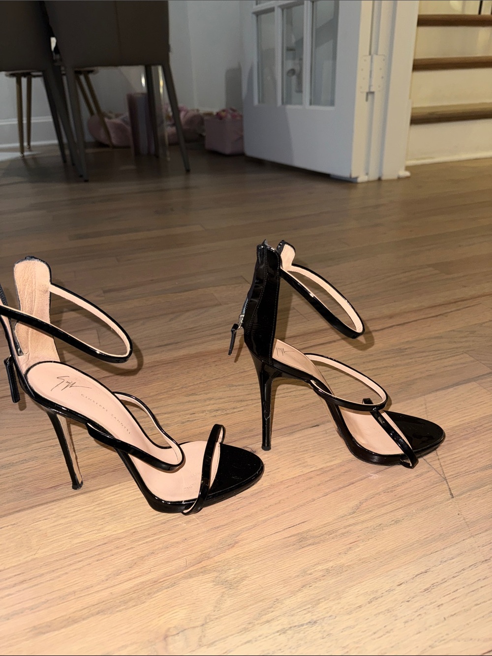 Giuseppe Zanotti Black Patent Strappy High Heel Sandals - Picture 2 of 4